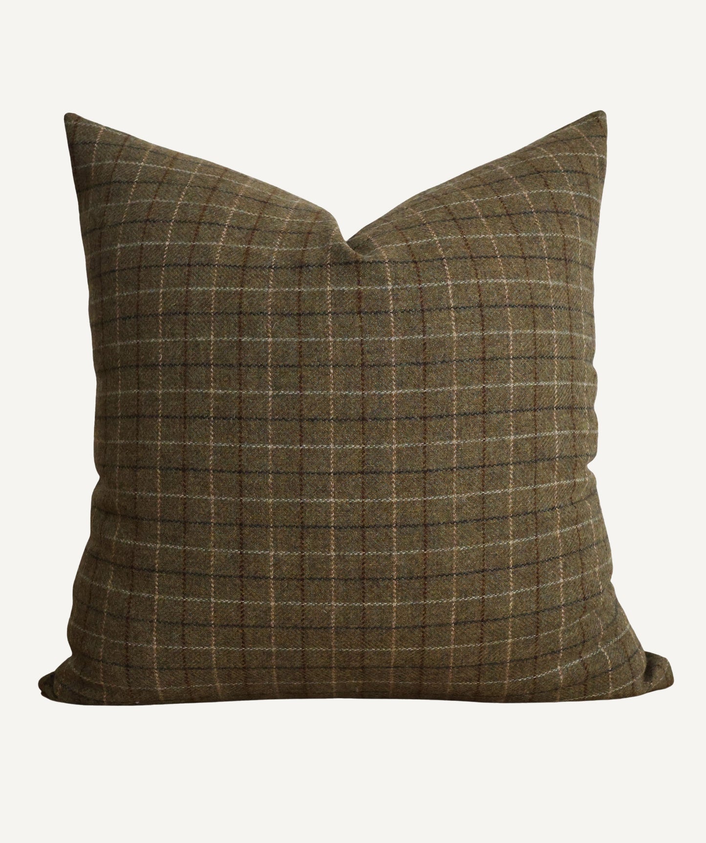 Deeply Green Wool Plaid Pillow