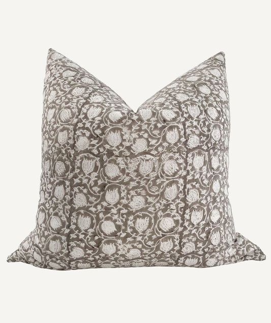 Greige Floral Pillow