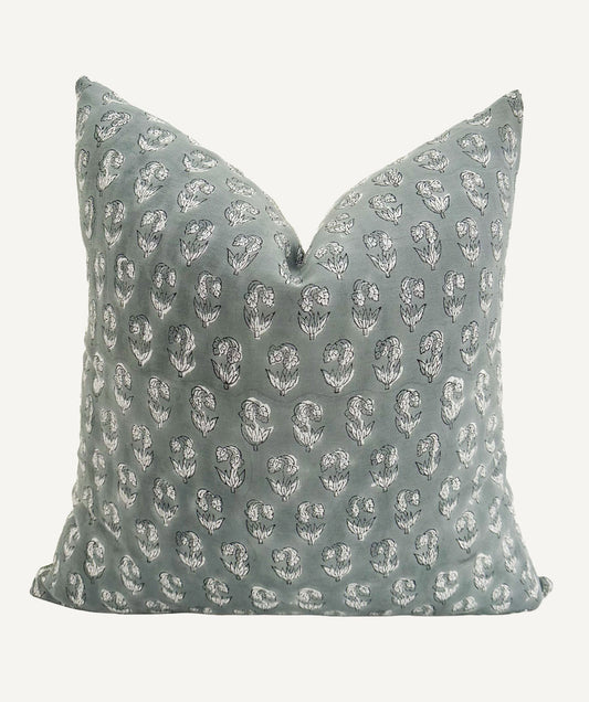 Linen Blue Floral Pillow
