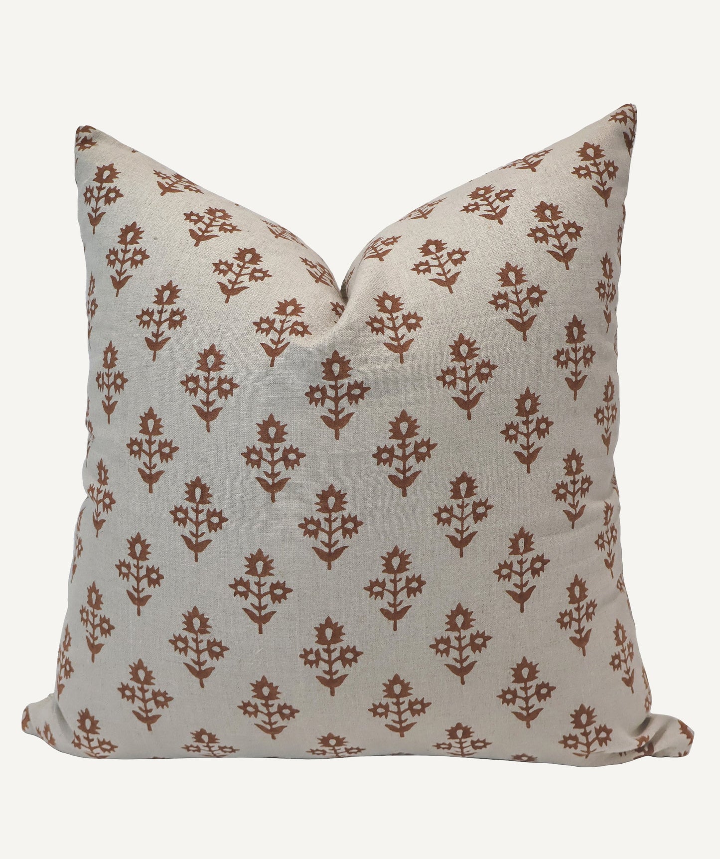 Russet Flower Block Print Pillow