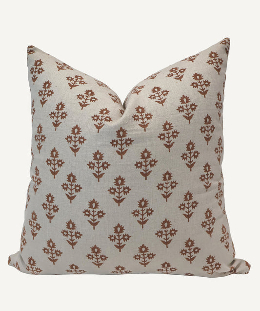 Russet Flower Block Print Pillow