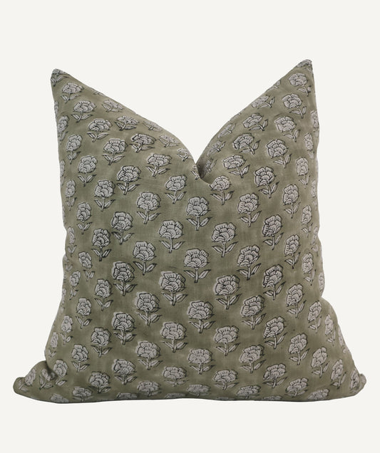 Subdued Green Floral Pillow